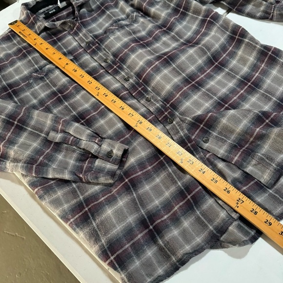 urban outfitters plaid flannel button-down long sleeve shirt boyfriend fit small - Picture 12 of 15
